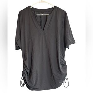 Lands’ End 1X Black Top Sunwear Side Drawstring Short Sleeve 16W 18W